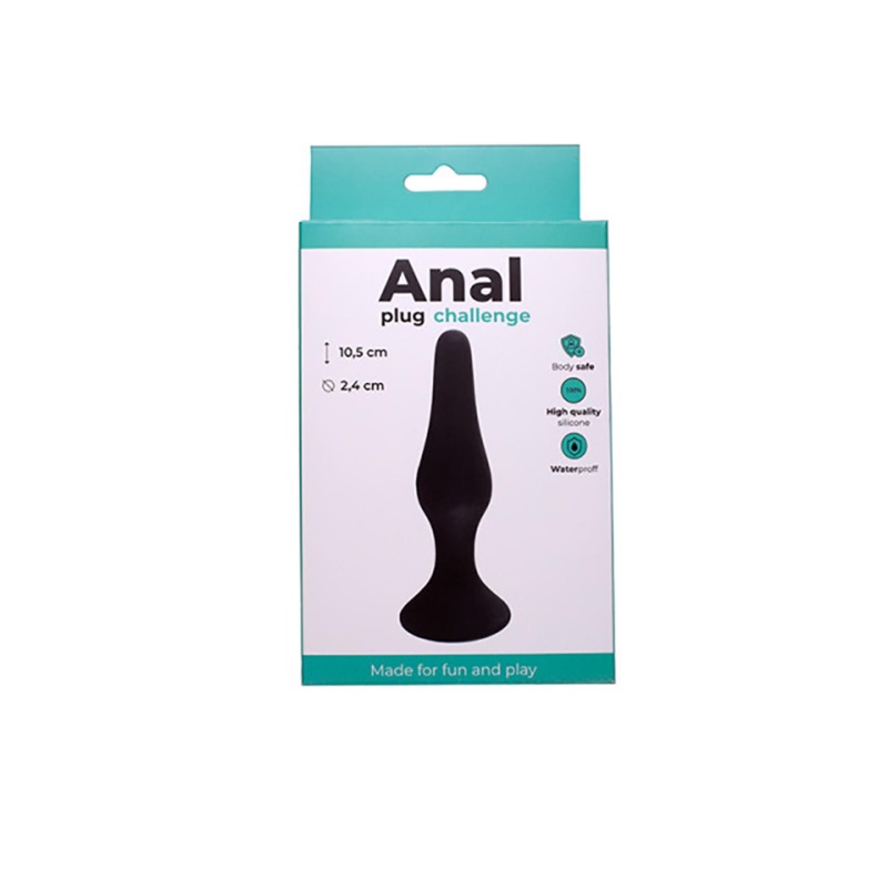 Anal Plug Fantasy Small Black - gładki silikon medyczny, długość całkowita 10,5 cm, średnica 2,4 cm - 2