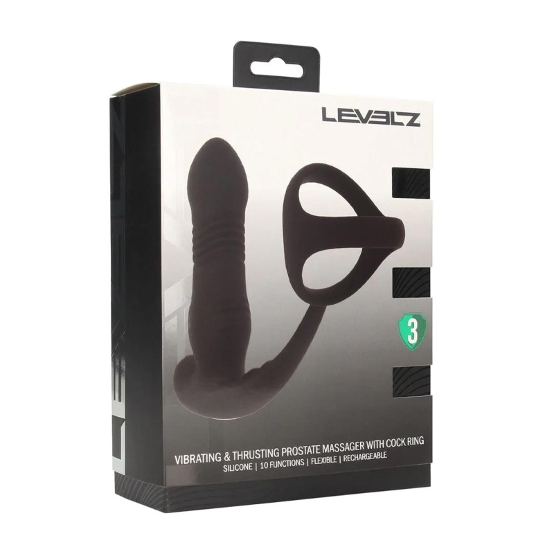 Masażer prostaty Tri O - silikon, ruch posuwisty i wibracje, 12 cm - 2