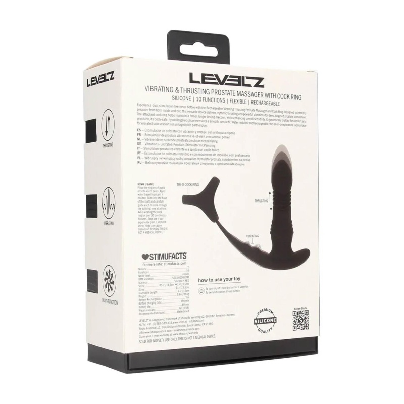 Masażer prostaty Tri O - silikon, ruch posuwisty i wibracje, 12 cm - 3