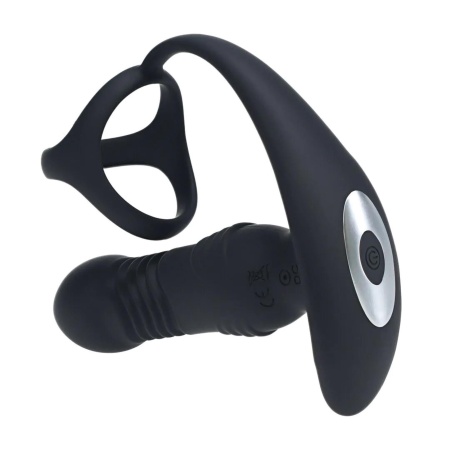 Masażer prostaty Tri O - silikon, ruch posuwisty i wibracje, 12 cm - 5