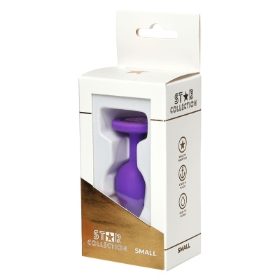 Star Collection - Purple Silicone Anal Plug S - Light Pink Stone - 1
