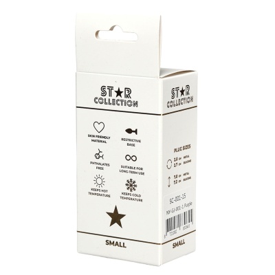 Star Collection - Purple Silicone Anal Plug S - Light Pink Stone - 1 2