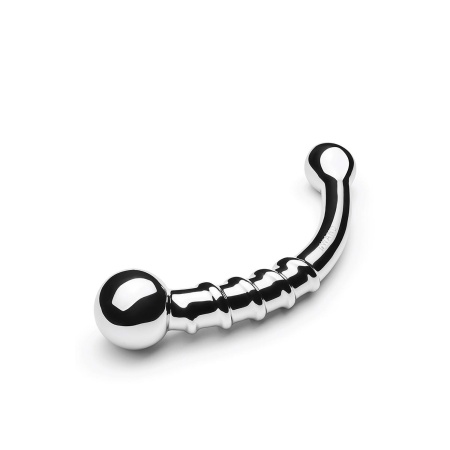 Le Wand Bow - zakrzywione, dwustronne dildo ze stali nierdzewnej, 17,8 cm - 4