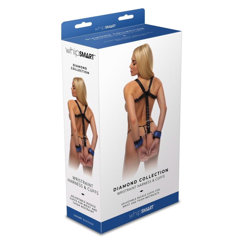 WHIPSMART DIAMOND WRISTRAINT HARNESS WITH CUFFS BLUE - 1