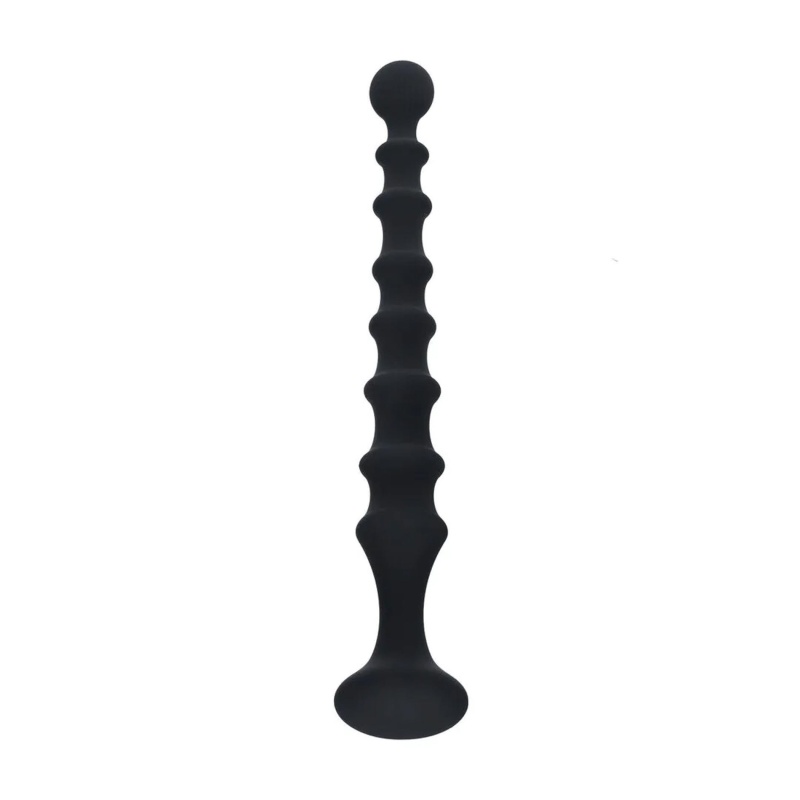 Ribbed Silicone Flared Anal Probe - Black - 1