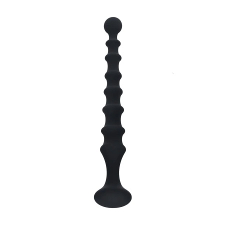 Ribbed Silicone Flared Anal Probe - Black - 1