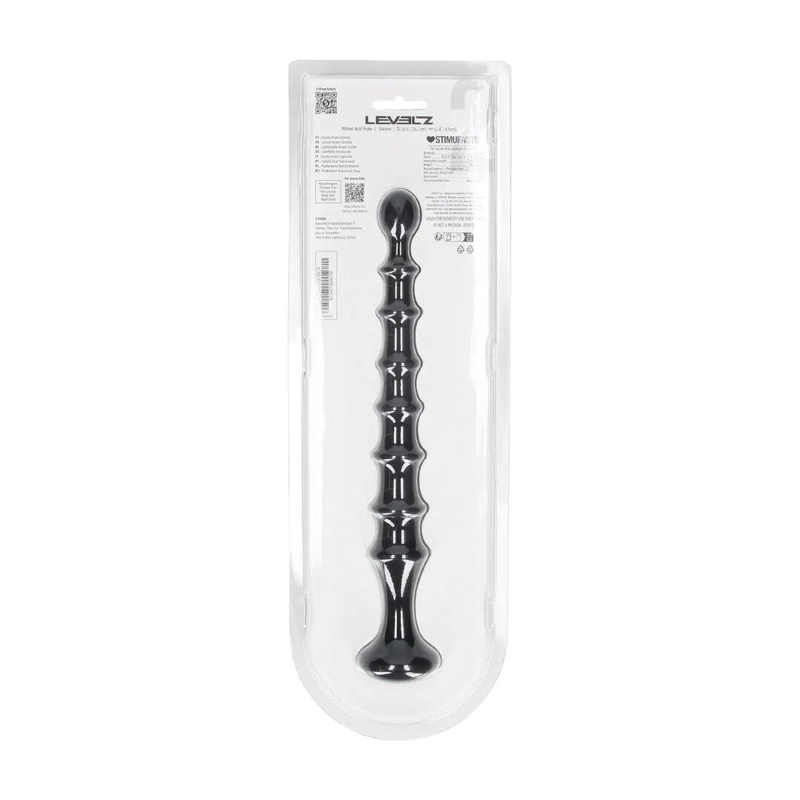 Ribbed Silicone Flared Anal Probe - Black - 3