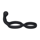 Silicone Double Cockring with Anal Stimulator - Black - 4