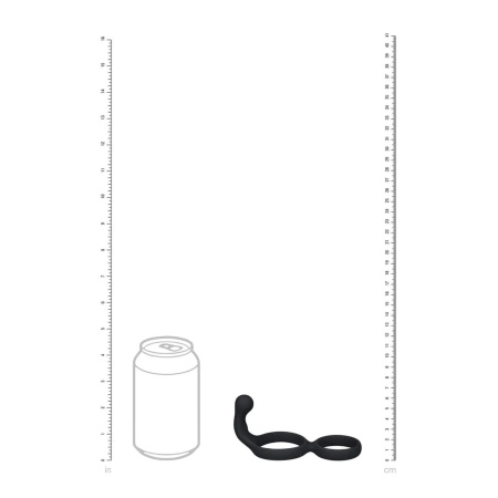 Silicone Double Cockring with Anal Stimulator - Black - 5