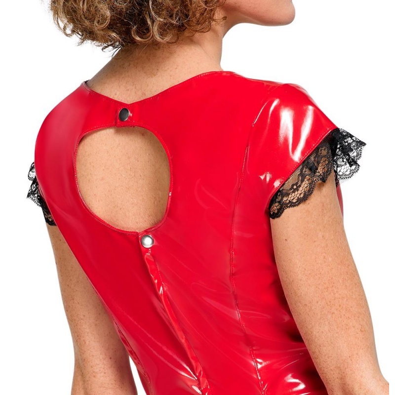 Vinyl Dress red S - 5