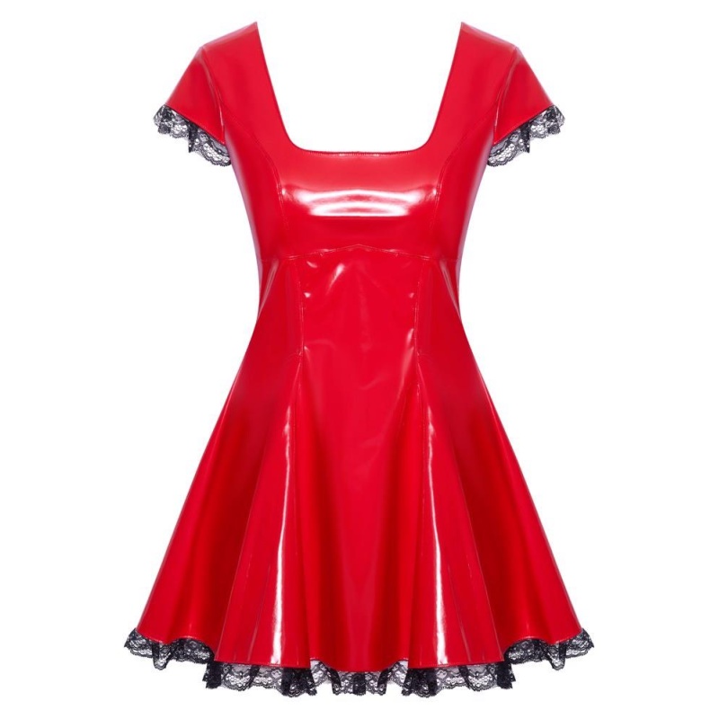 Vinyl Dress red S - 6