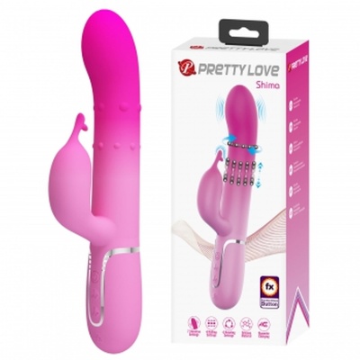 Wibrator królik Shima — 7 funkcji wibracji, 4 funkcje rotacji koralików, silikon, długość 21-25 cm - 1