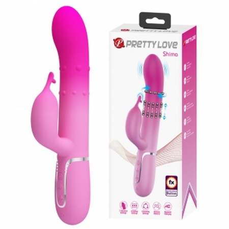 Wibrator królik Shima — 7 funkcji wibracji, 4 funkcje rotacji koralików, silikon, długość 21-25 cm - 1