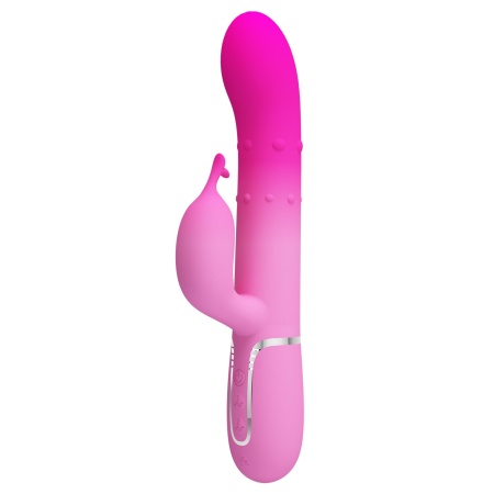 Wibrator królik Shima — 7 funkcji wibracji, 4 funkcje rotacji koralików, silikon, długość 21-25 cm - 3