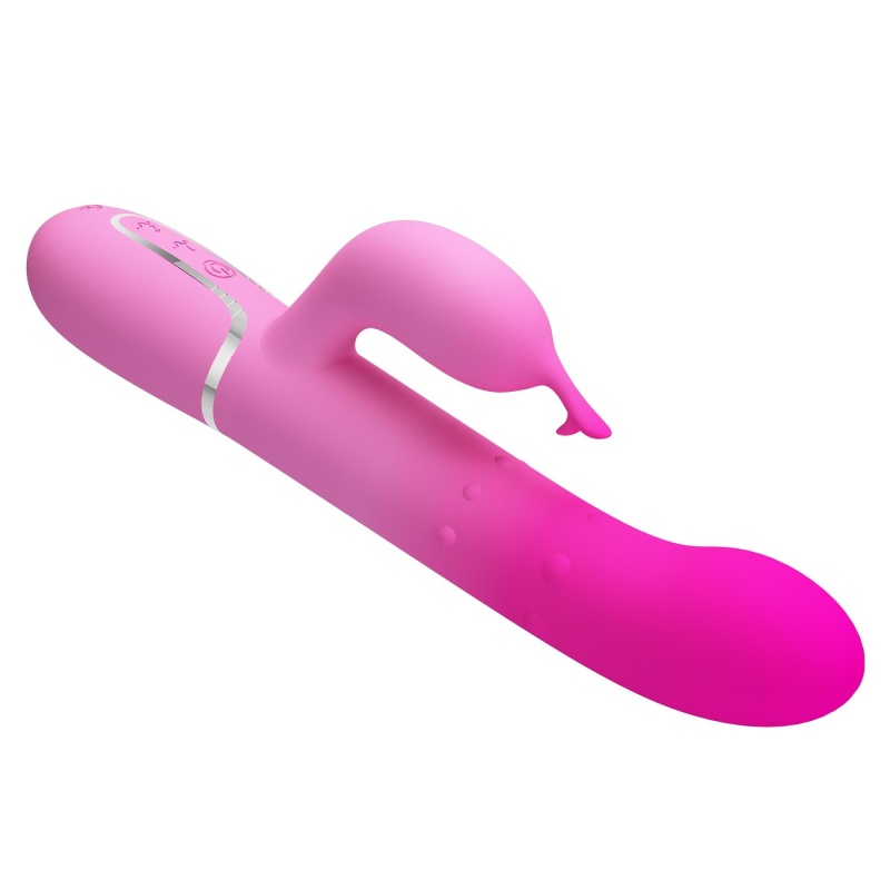 Wibrator królik Shima — 7 funkcji wibracji, 4 funkcje rotacji koralików, silikon, długość 21-25 cm - 6