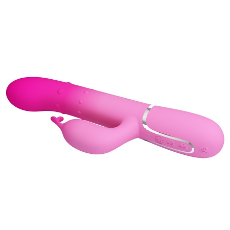 Wibrator królik Shima — 7 funkcji wibracji, 4 funkcje rotacji koralików, silikon, długość 21-25 cm - 7