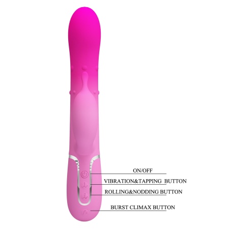 Wibrator królik Shima — 7 funkcji wibracji, 4 funkcje rotacji koralików, silikon, długość 21-25 cm - 10