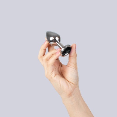 BLACK JEWELLED METAL BUTT PLUG M - 1 2