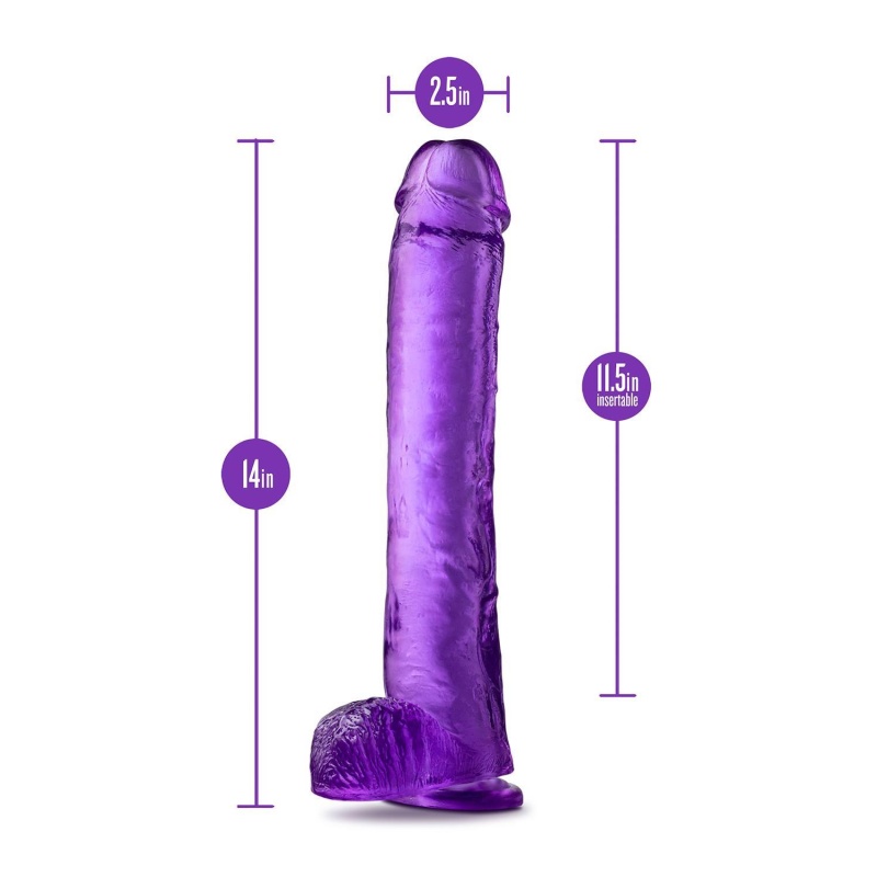 Hefty N' Hung - realistyczne dildo z przyssawką i jądrami, 35,6 cm, fioletowe - 5
