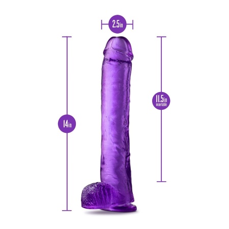 Hefty N' Hung - realistyczne dildo z przyssawką i jądrami, 35,6 cm, fioletowe - 5