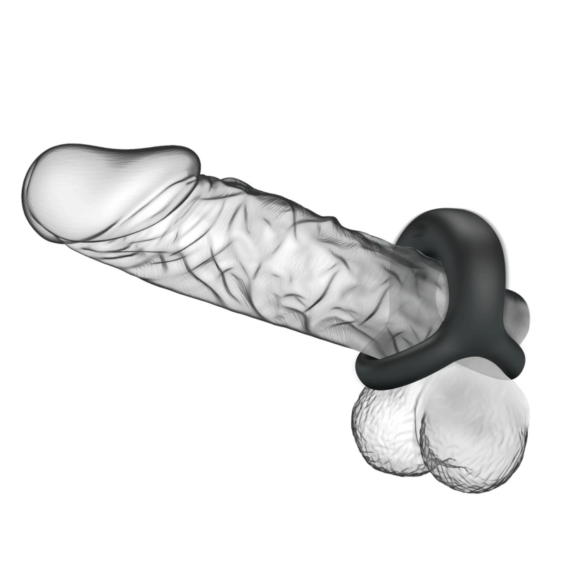 Wibrujący pierścień na prącie Elliott z paskiem na jądra - 10 funkcji (silikon, ø 4 cm) - 2