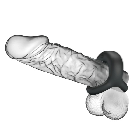 Wibrujący pierścień na prącie Elliott z paskiem na jądra - 10 funkcji (silikon, ø 4 cm) - 2