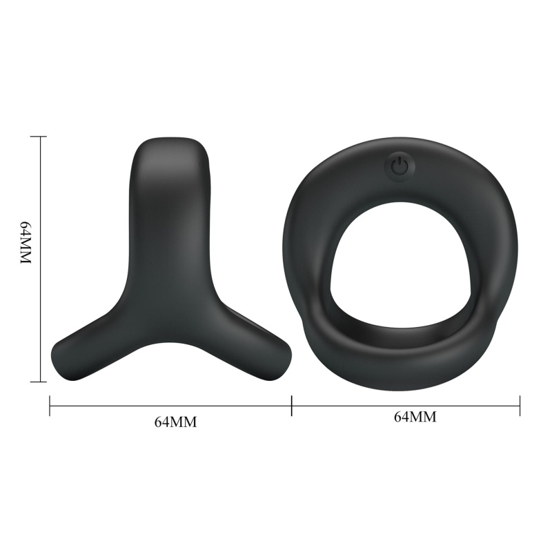 Wibrujący pierścień na prącie Elliott z paskiem na jądra - 10 funkcji (silikon, ø 4 cm) - 8