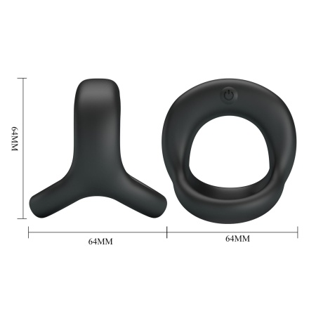 Wibrujący pierścień na prącie Elliott z paskiem na jądra - 10 funkcji (silikon, ø 4 cm) - 8