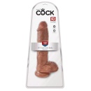 Realistyczne dildo z jądrami i przyssawką, 25,4 cm, Ø 5,1 cm — 10 inch Balls Tan - 1