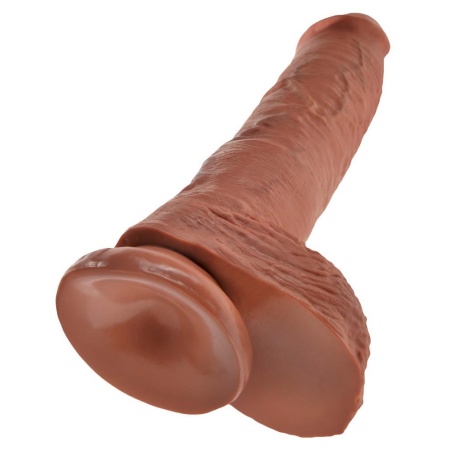 Realistyczne dildo z jądrami i przyssawką, 25,4 cm, Ø 5,1 cm — 10 inch Balls Tan - 6