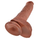 Realistyczne dildo z jądrami i przyssawką, 25,4 cm, Ø 5,1 cm — 10 inch Balls Tan - 6
