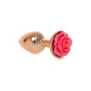 Korek analny Jewellery Red Gold Plug Rose Pink - stal nierdzewna, kształt anatomiczny, 7 cm x 2,7 cm - 2