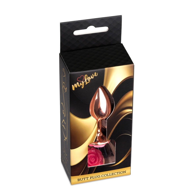 Korek analny Jewellery Red Gold Plug Rose Pink - stal nierdzewna, kształt anatomiczny, 7 cm x 2,7 cm - 9