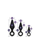 Zestaw do treningu analnego Night Rimmer Kit Black - 3 silikonowe wtyczki z pętlą chwytną - 3