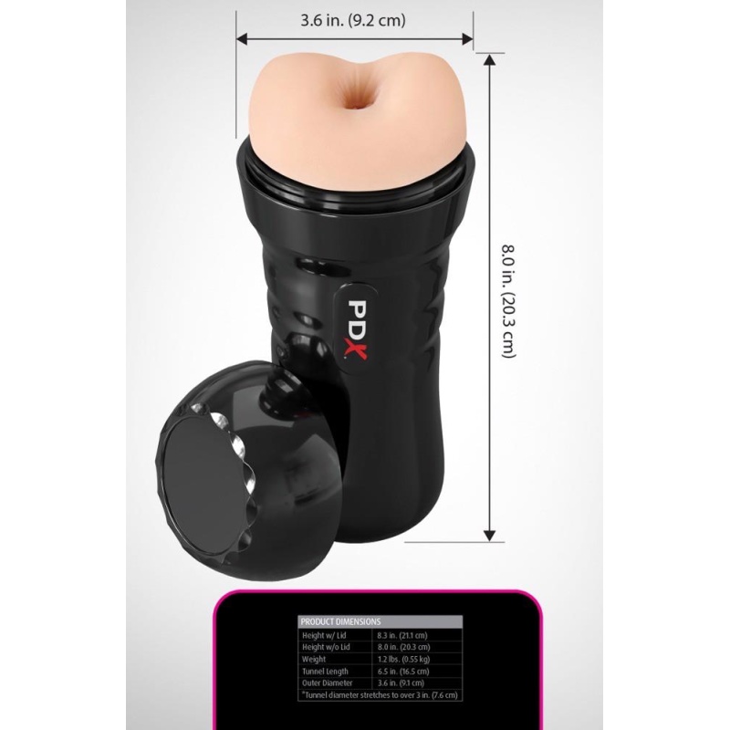 Masturbator analny PDX Extreme Wet Bussies Super Bangin' Butthole – samosmarująca wkładka Fanta Flesh (TPR), regulacja ssania, 2 - 6