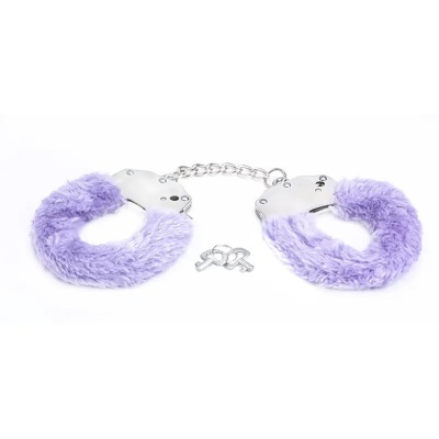 Metal handcuffs with purple furry - 1