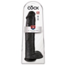 Dildo XXL Cock with Balls 15" Dark — realistyczny, z podstawą ssącą i jądrami, 38,1 cm, Ø7,6 cm - 1
