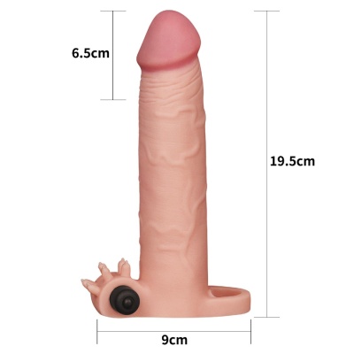 Nakładka przedłużająca penisa Pleasure X Tender z wibracją 20 cm cielista - 1 2