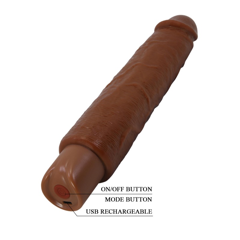 Soren Realistyczny Wibrator Dildo (Brown Edition) - 10 trybów wibracji, mocny silnik, USB Type-C, wodoodporny, smukły profil - 10