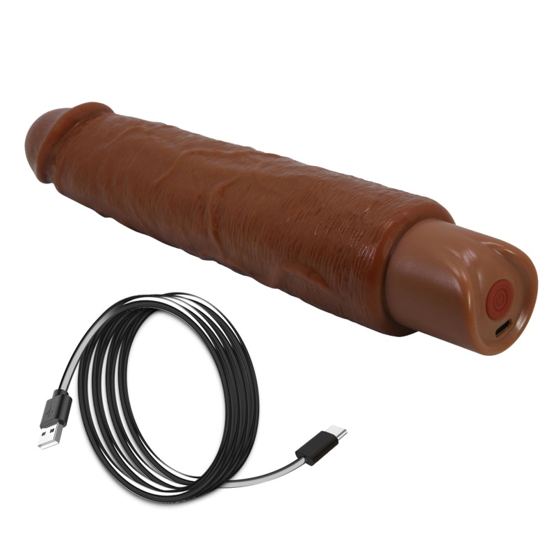 Soren Realistyczny Wibrator Dildo (Brown Edition) - 10 trybów wibracji, mocny silnik, USB Type-C, wodoodporny, smukły profil - 11