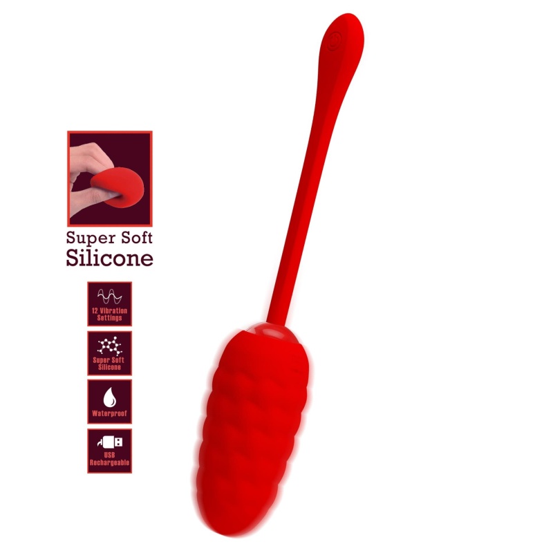 Jajko wibrujące Marina Egg Red - silikonowe, 12 funkcji wibracji, 7,5 cm - 3