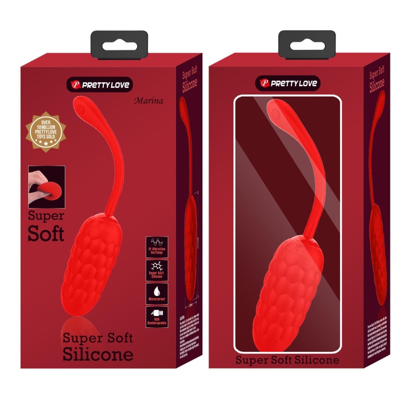 Jajko wibrujące Marina Egg Red - silikonowe, 12 funkcji wibracji, 7,5 cm - 13