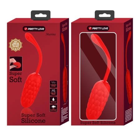 Jajko wibrujące Marina Egg Red - silikonowe, 12 funkcji wibracji, 7,5 cm - 13