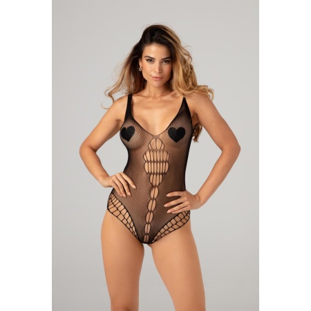 Body Siateczkowe Stretch Fishnetbody Black - Elastyczna Siatka One Size z Otwartymi Plecami i Regulowanymi Paskami - 6