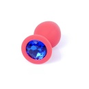 Biżuteria analna Jewellery Red Silicone Plug Medium - anatomiczny korek silikonowy z wąską szyjką, 8 cm x 3,5 cm - 1