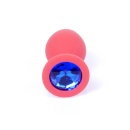 Biżuteria analna Jewellery Red Silicone Plug Medium - anatomiczny korek silikonowy z wąską szyjką, 8 cm x 3,5 cm - 2