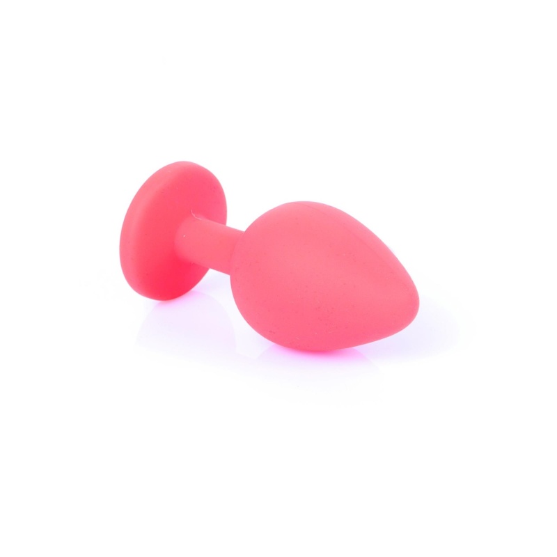 Biżuteria analna Jewellery Red Silicone Plug Medium - anatomiczny korek silikonowy z wąską szyjką, 8 cm x 3,5 cm - 3