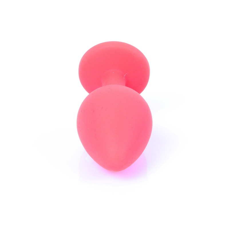 Biżuteria analna Jewellery Red Silicone Plug Medium - anatomiczny korek silikonowy z wąską szyjką, 8 cm x 3,5 cm - 4