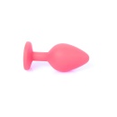 Biżuteria analna Jewellery Red Silicone Plug Medium - anatomiczny korek silikonowy z wąską szyjką, 8 cm x 3,5 cm - 5