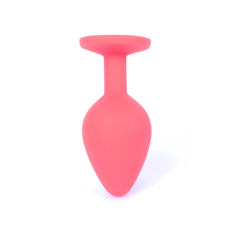Biżuteria analna Jewellery Red Silicone Plug Medium - anatomiczny korek silikonowy z wąską szyjką, 8 cm x 3,5 cm - 6